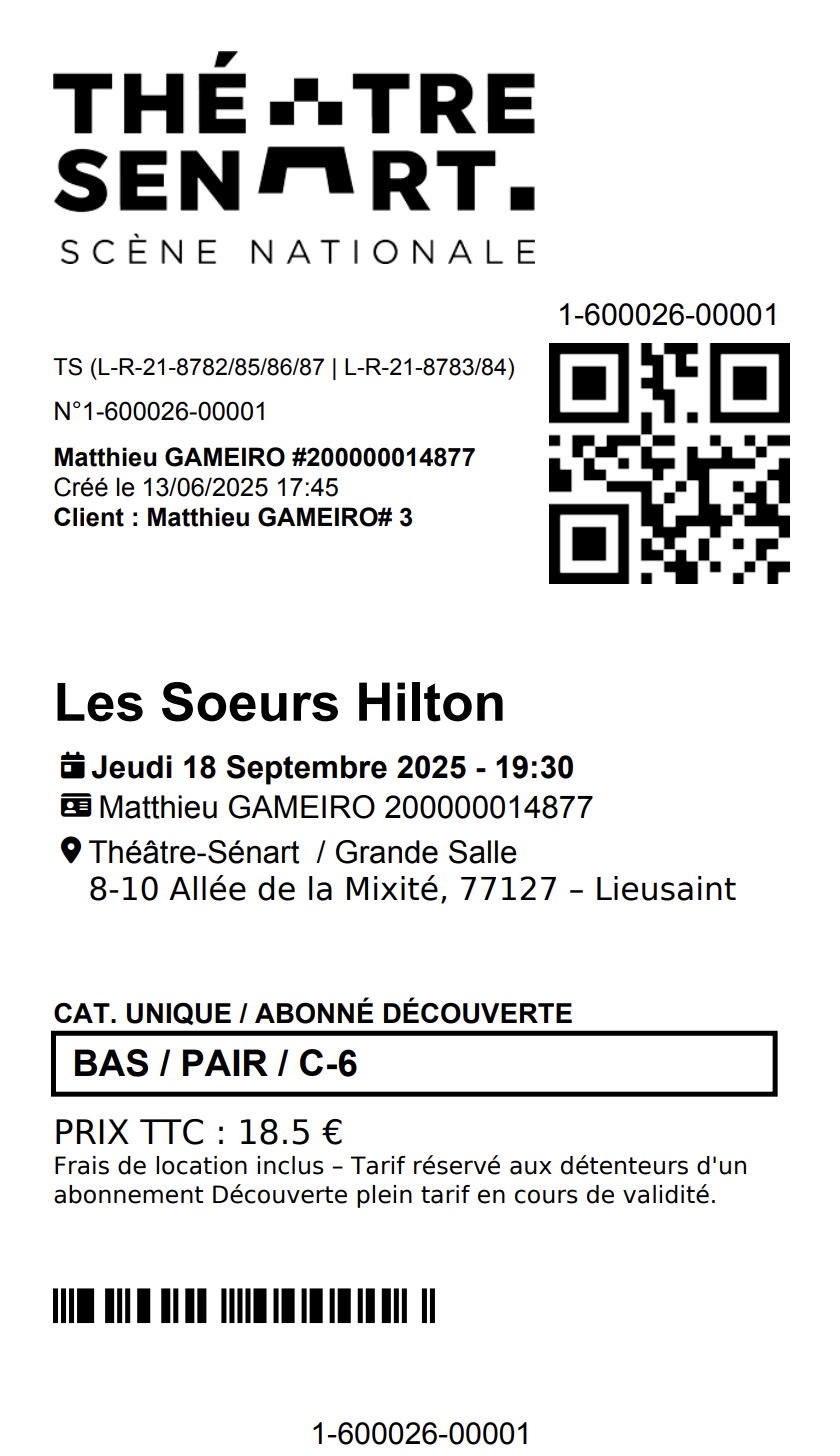 Vous pouvez présenter ce billet sur votre mobile pour entrer en salle
