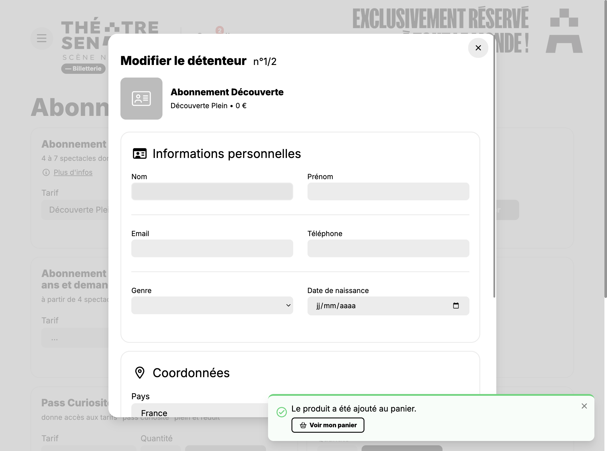 Renseigner les informations demandées pour chaque détenteur