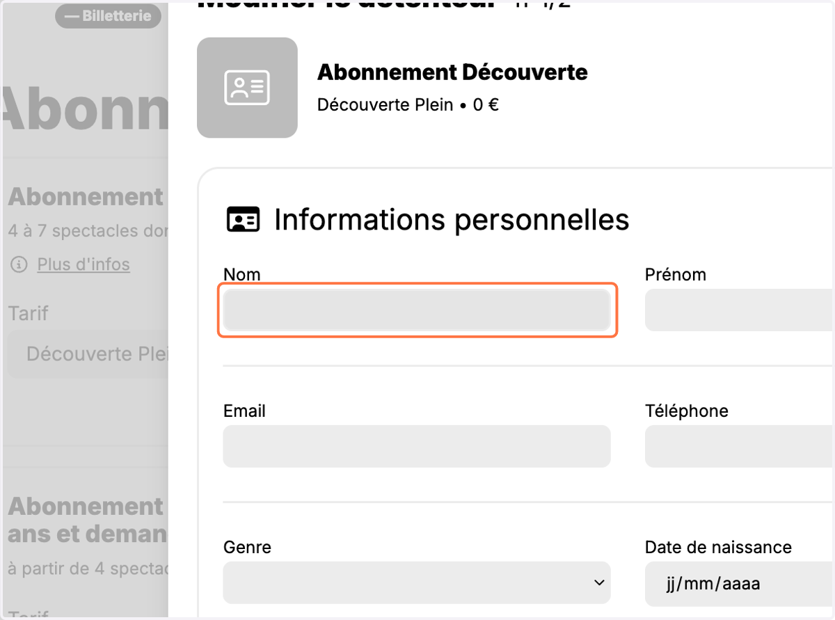Renseigner les informations demandées pour chaque détenteur