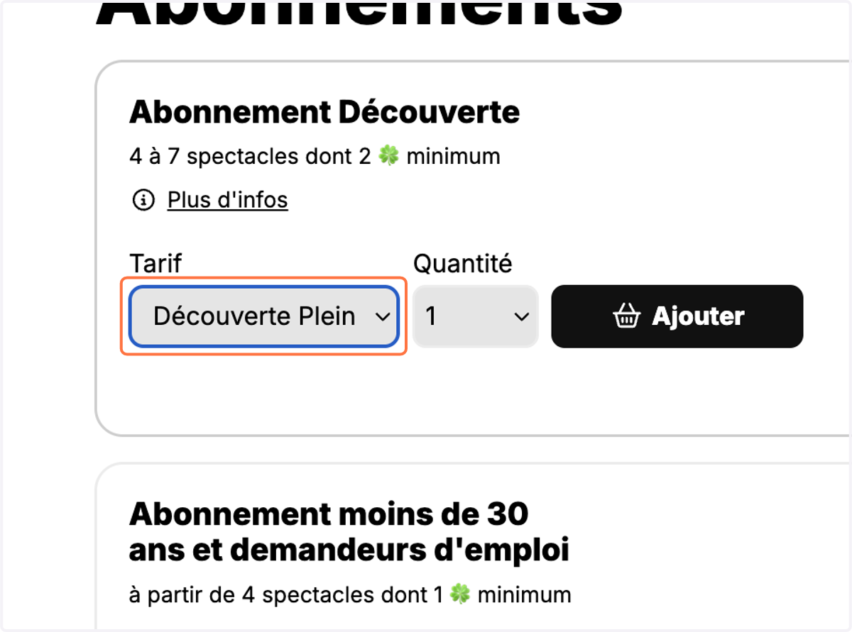 Choisissez la formule et le tarif