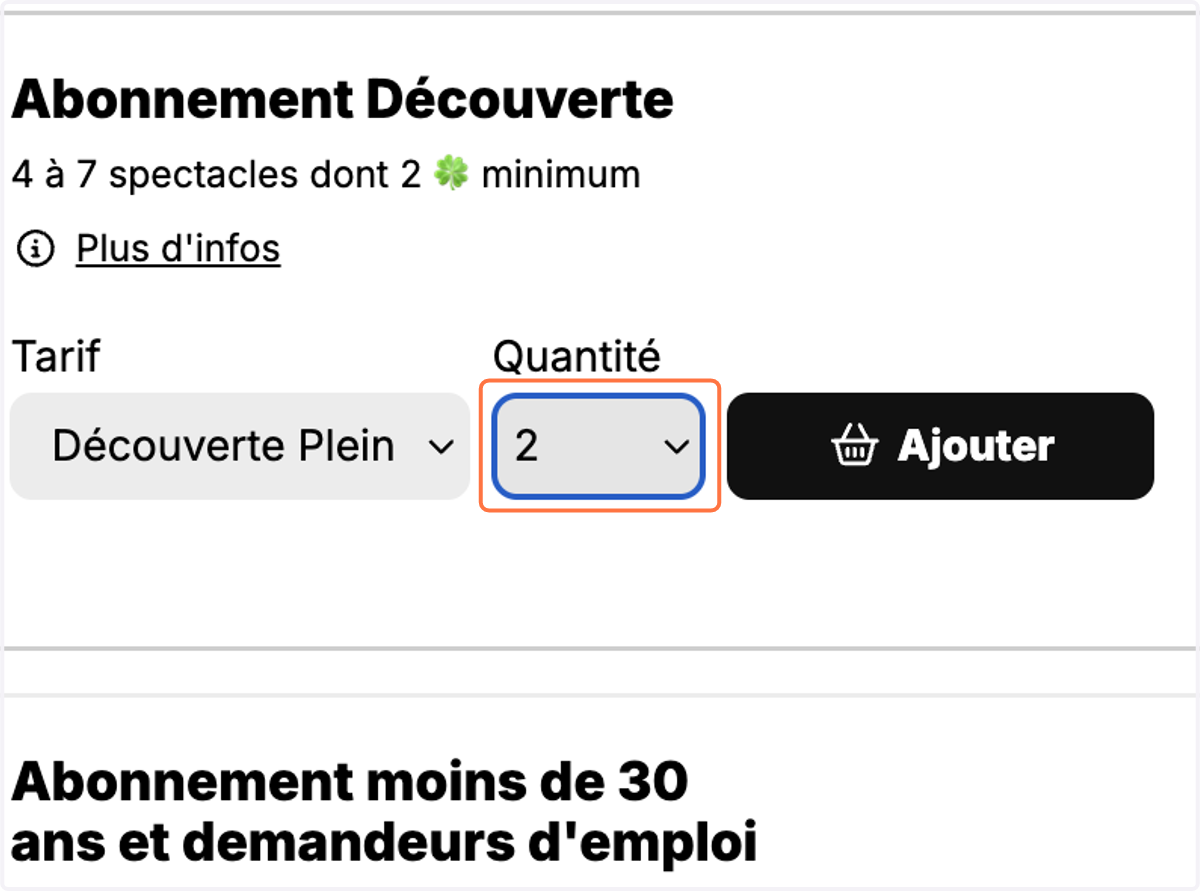 Indiquez le nombre souhaité