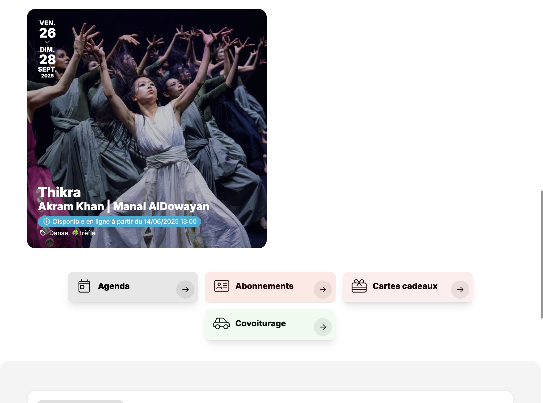 Sur la page d'accueil, descendez jusqu'au bouton "Abonnements" et cliquez dessus