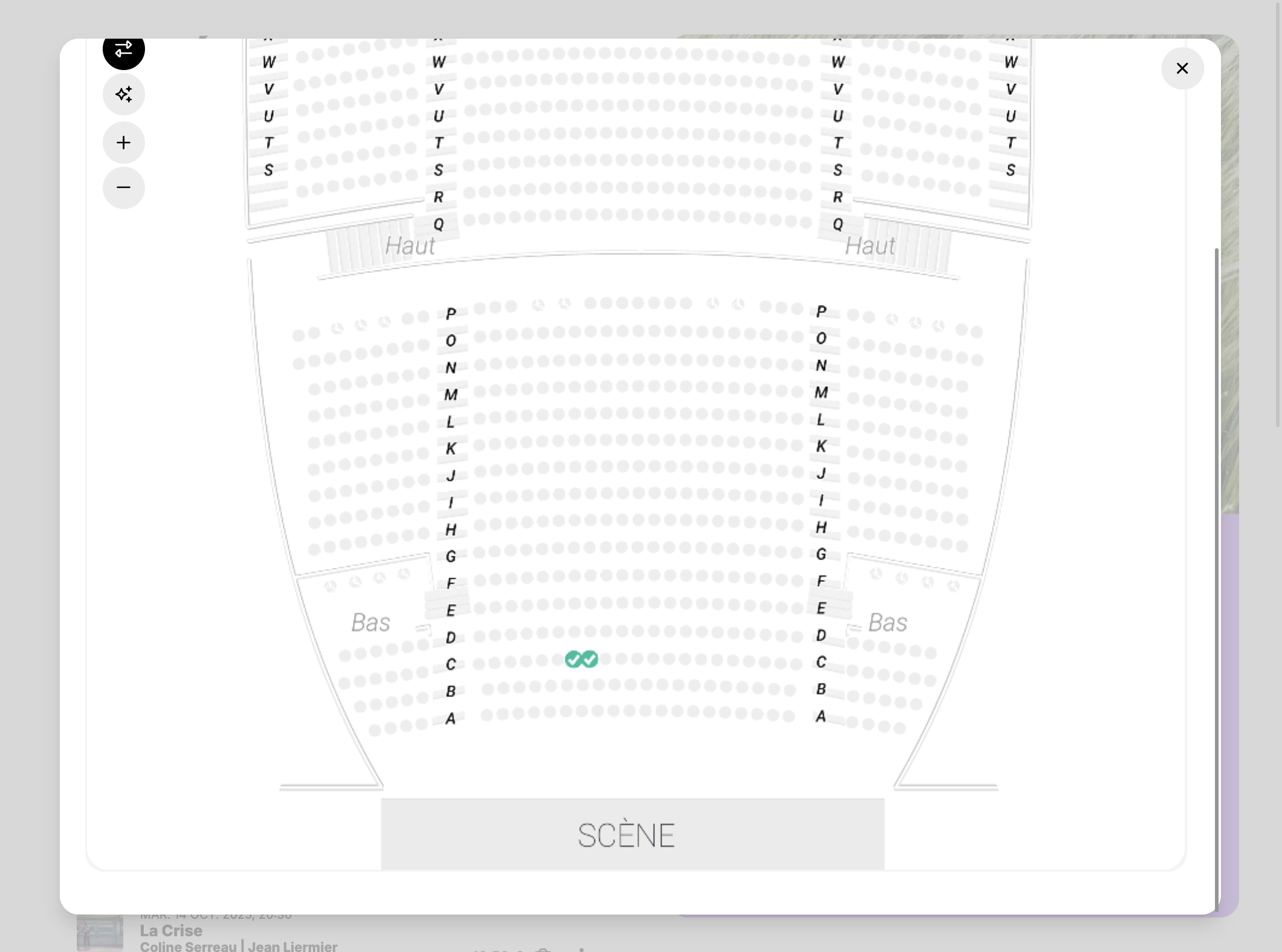 vos place sont représentées en vert