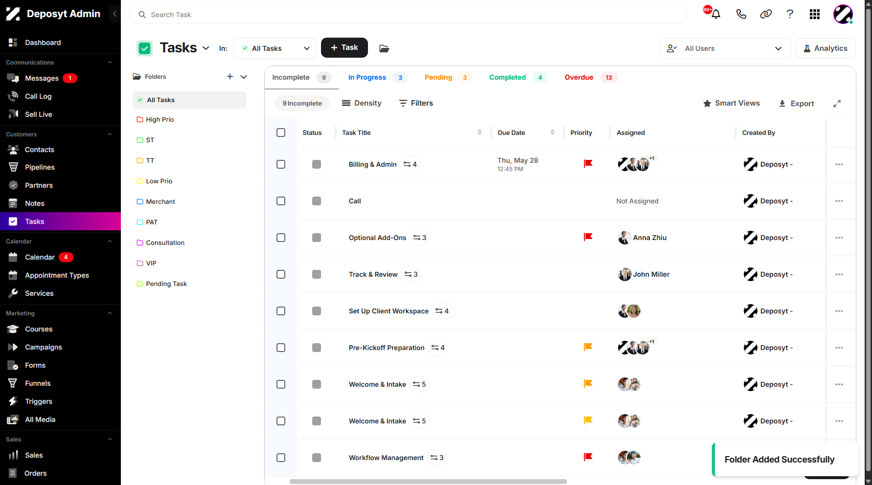 Step 12: You can now see your newly created folder in the folder list.