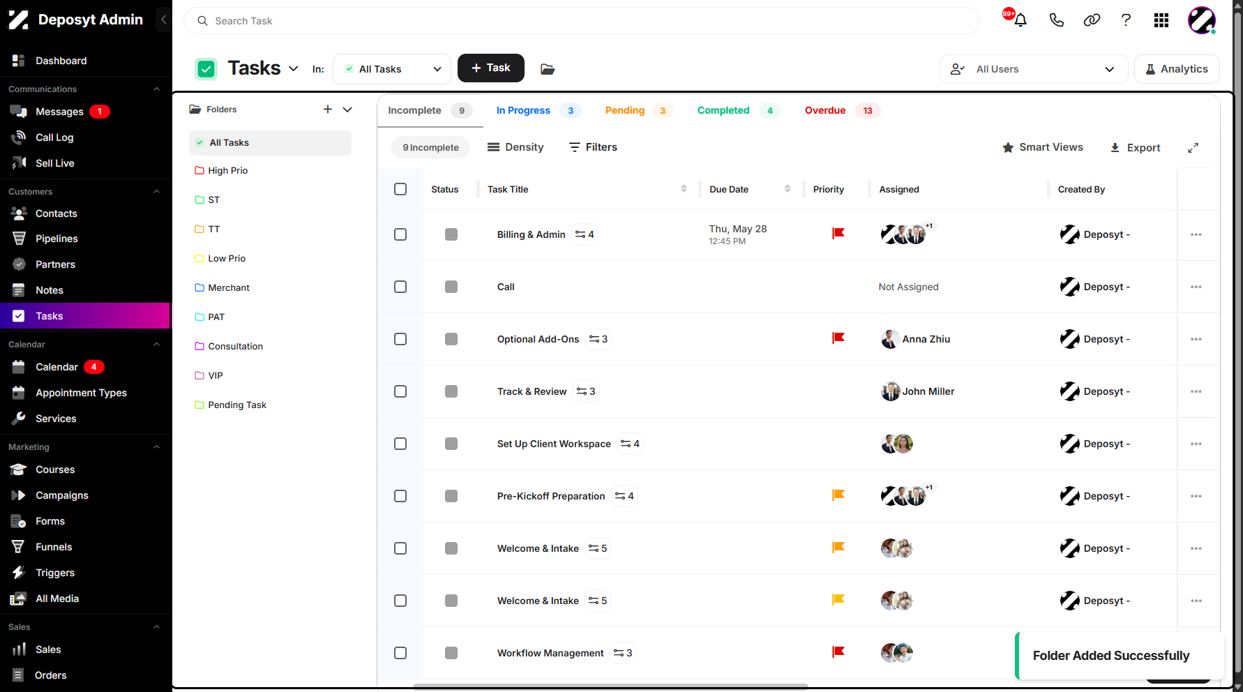 Step 12: You can now see your newly created folder in the folder list.