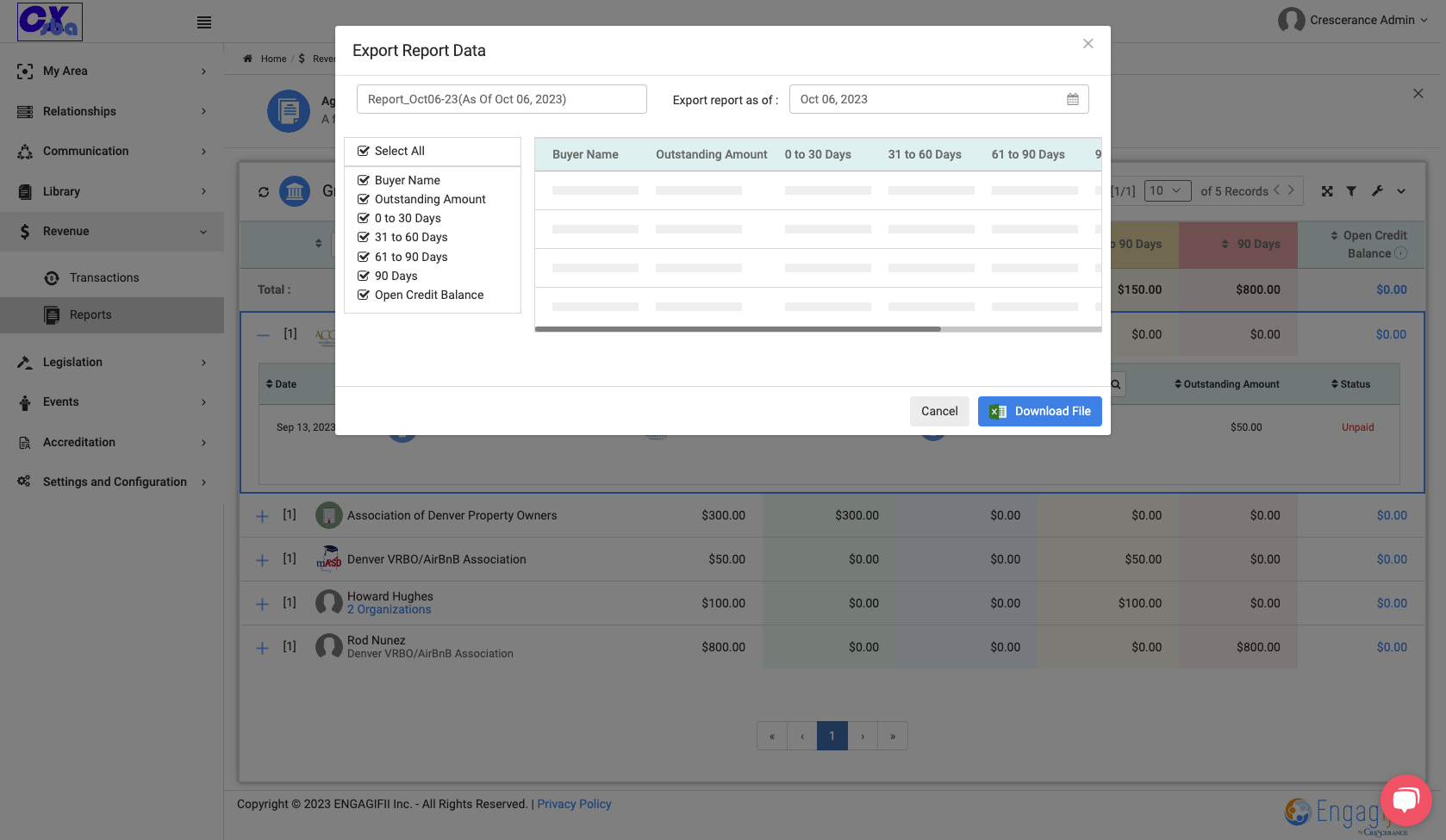 Click on Export Report Data…