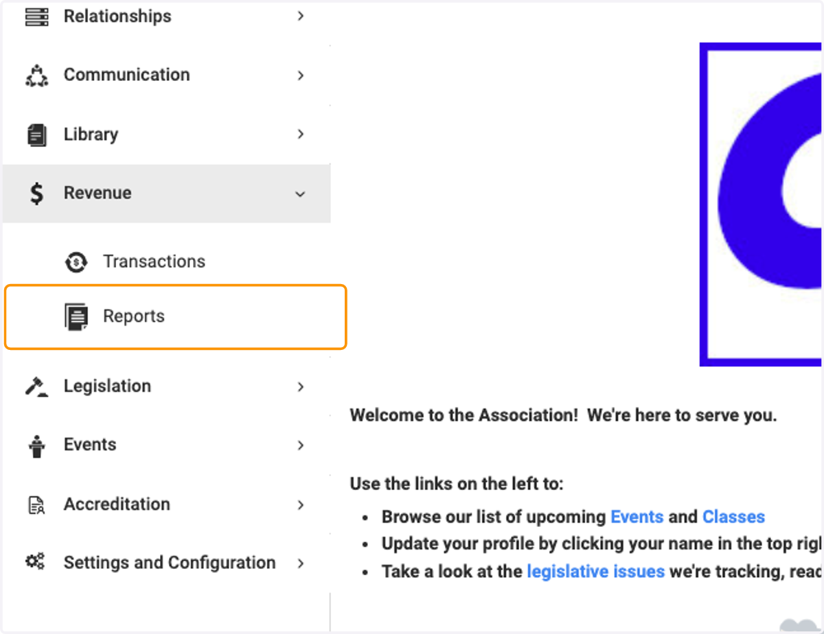 Click on Reports