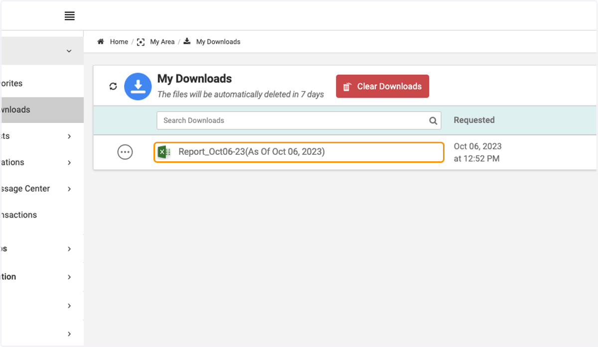 You'll see your report listed here