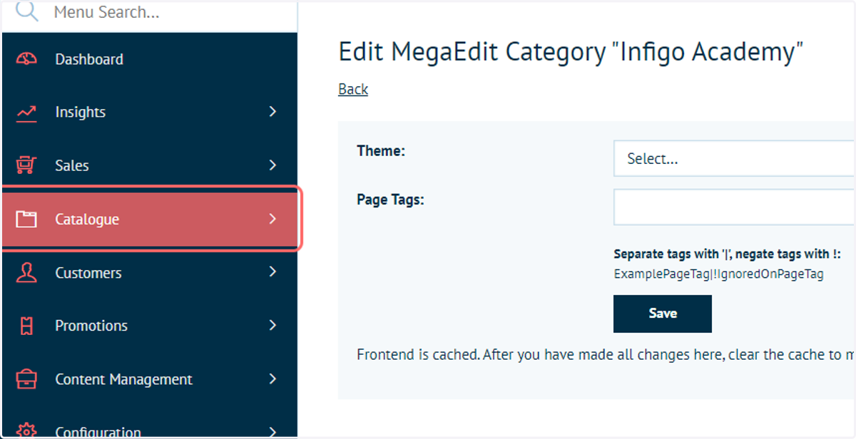 Click on Catalogue