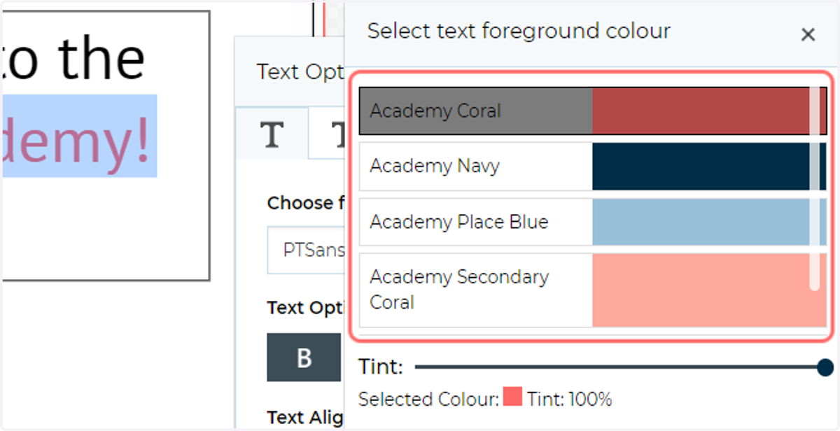 Select between your applied spot colours