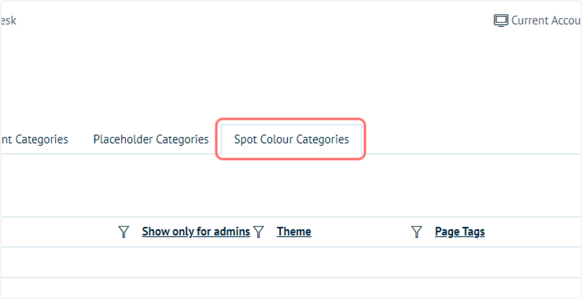 Click on Spot Colour Categories