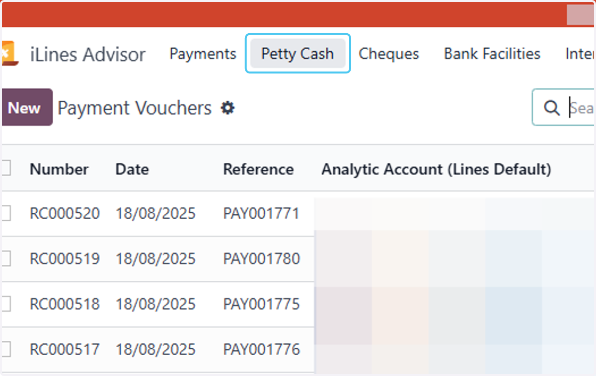 Click on Petty Cash