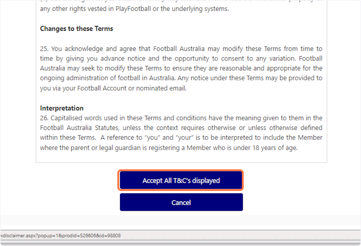 Read and Click on Accept All T&C's displayed