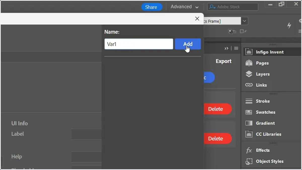 Enter a variable name and click add