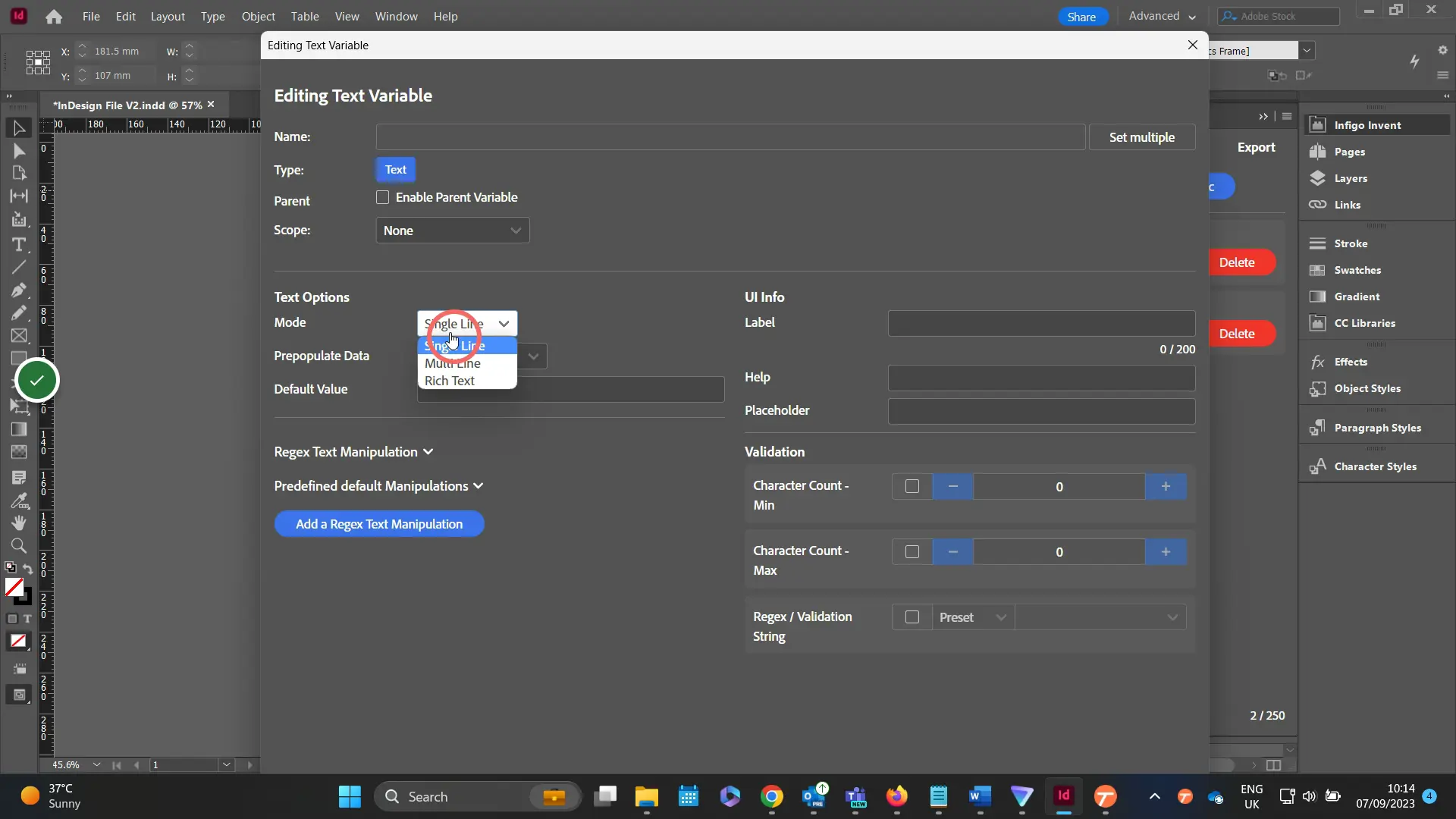 Amend variable settings