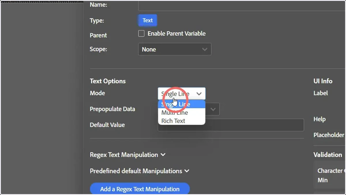 Amend variable settings