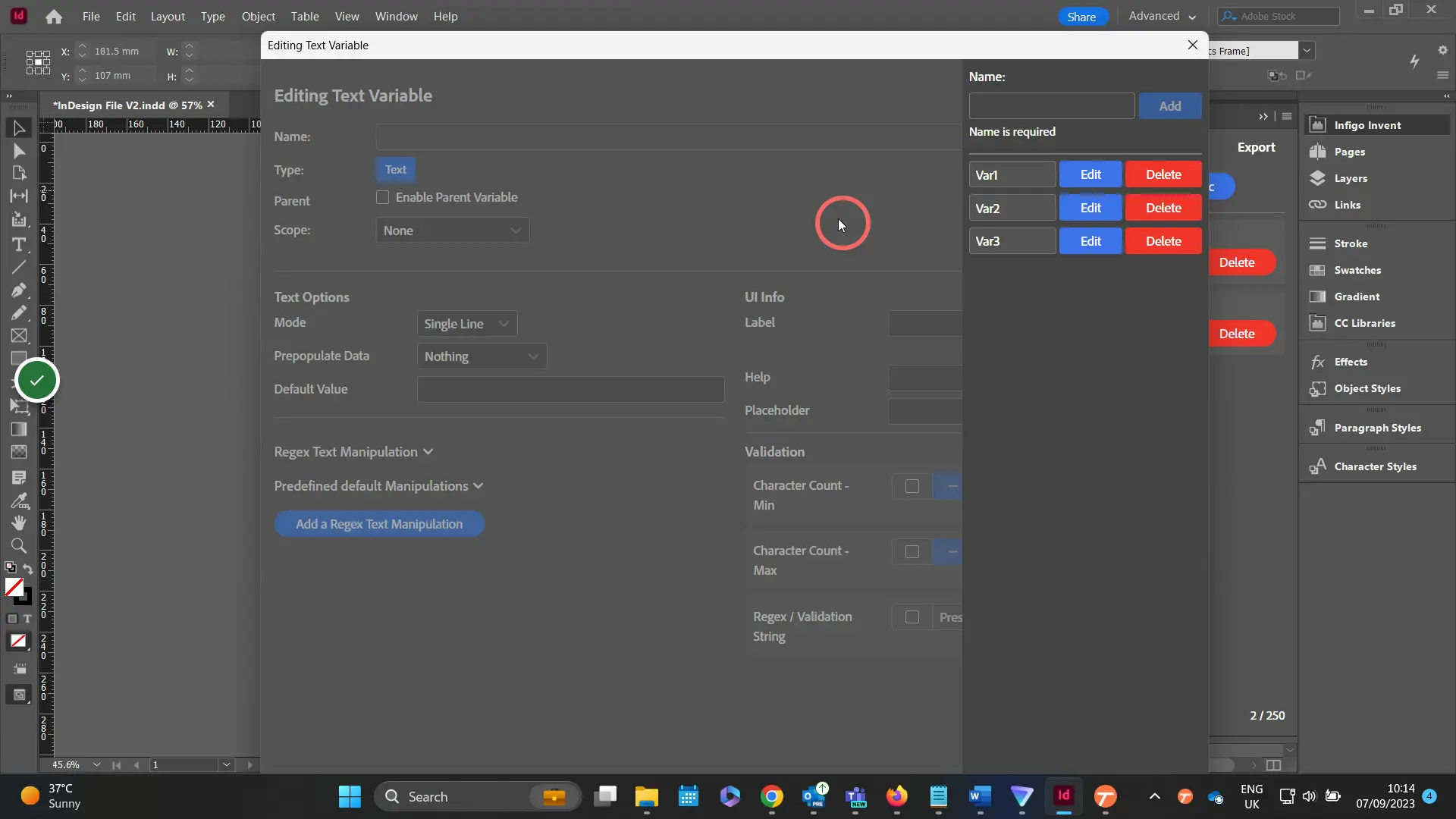 Click to return to the main variable window