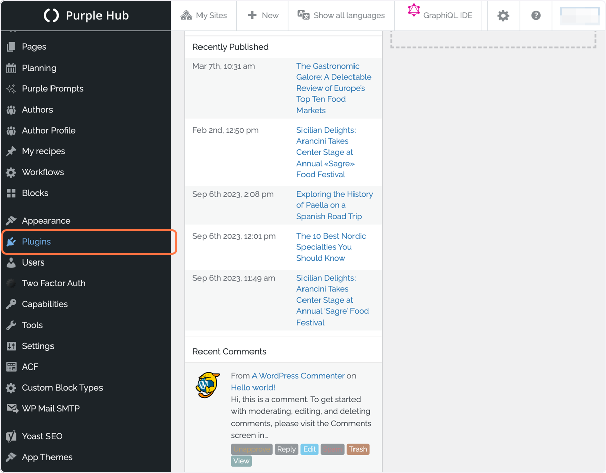 Click on 'Plugins' Click on 'Plugins'