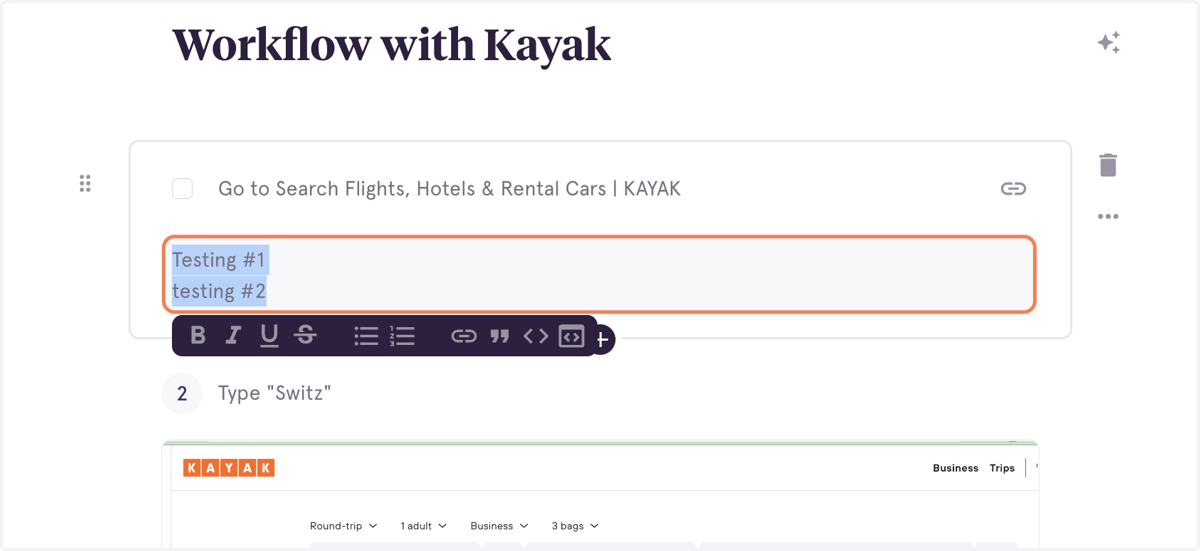 Highlight the copy in the description box to enable text formatting