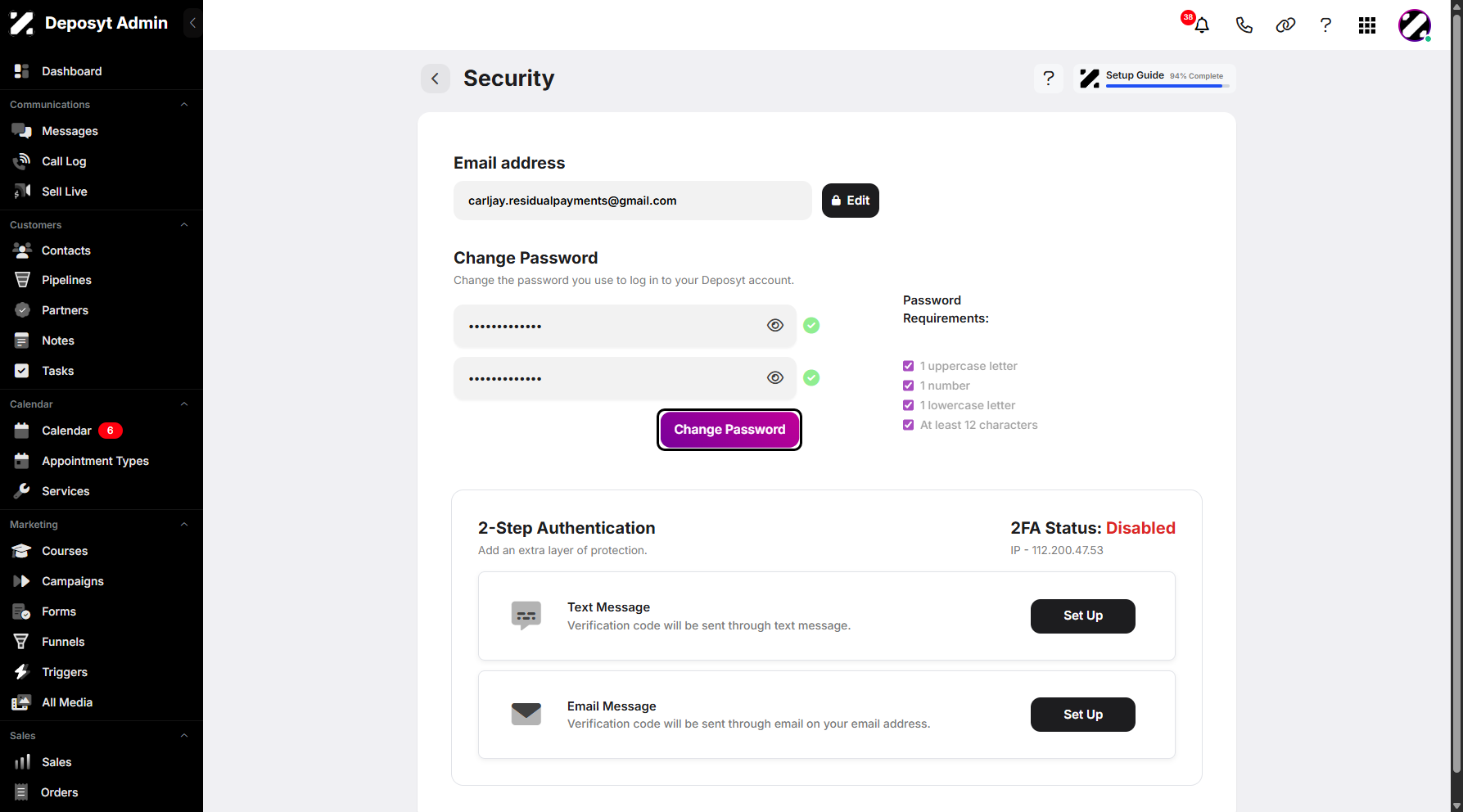 Step 9: Click Change Password to proceed and apply the changes.