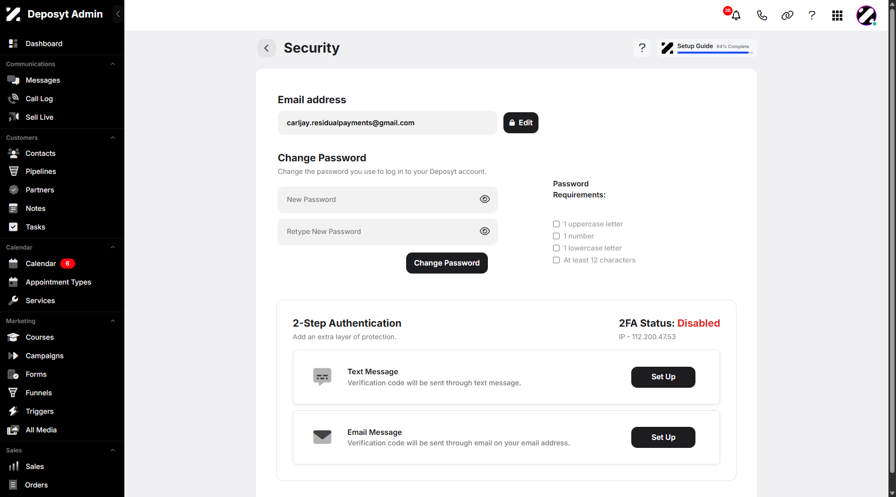 Step 7: Enter your new password and retype it in the fields provided to proceed. You can also view your password by clicking the eye icon to reveal it.