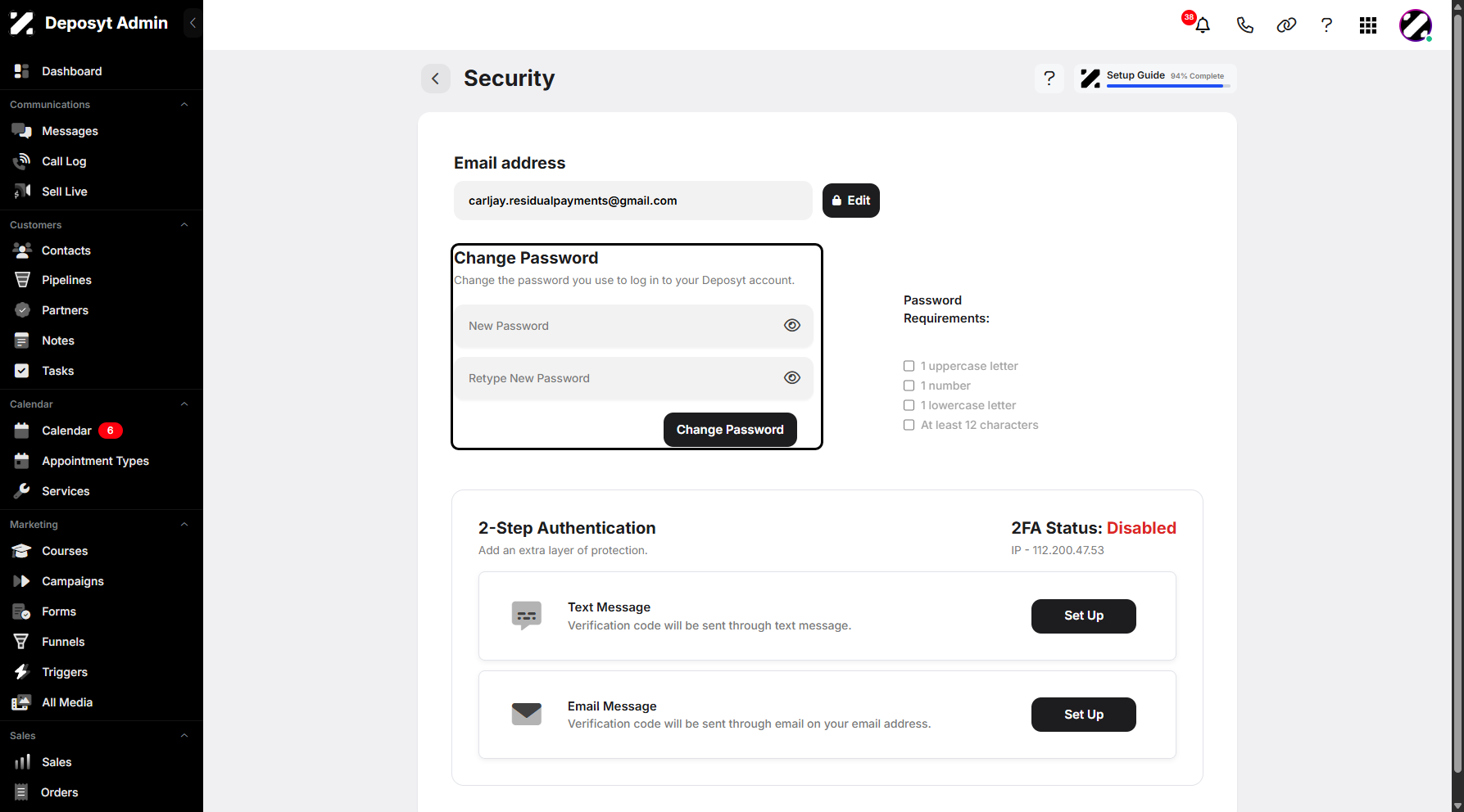Step 7: Enter your new password and retype it in the fields provided to proceed. You can also view your password by clicking the eye icon to reveal it.