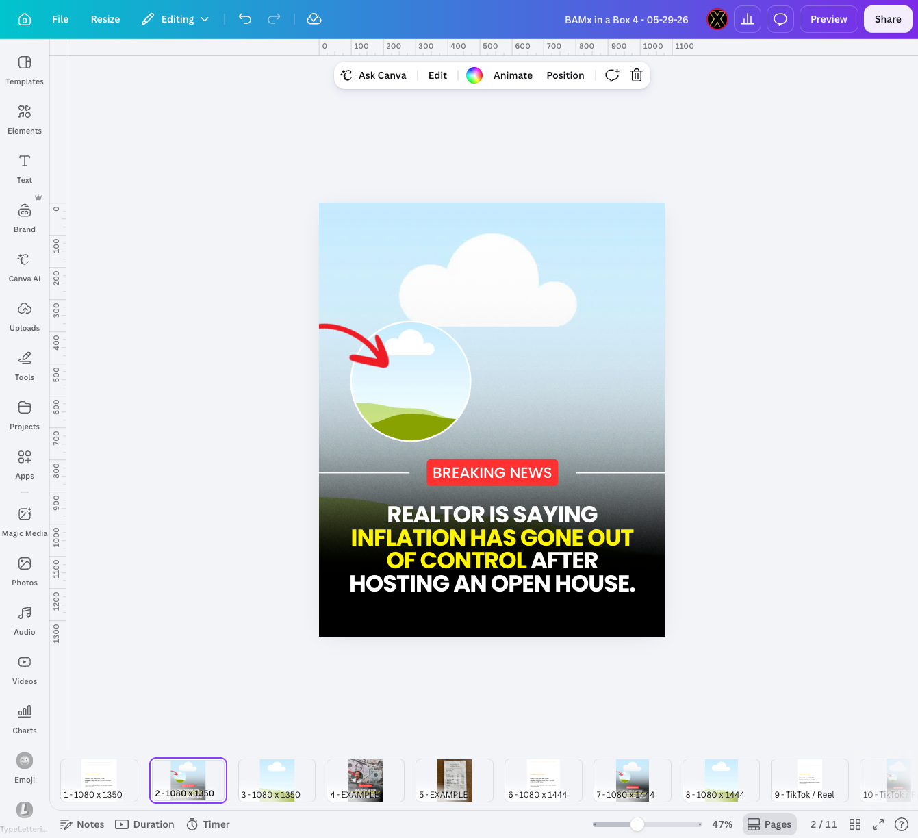 Open the BAMx template that you want to edit.