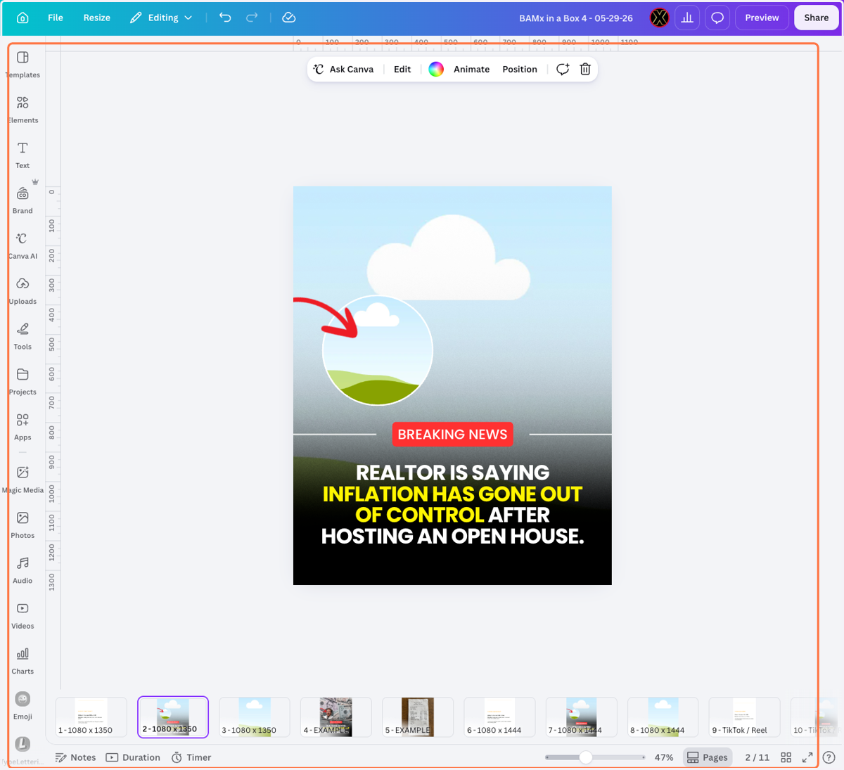 Open the BAMx template that you want to edit.