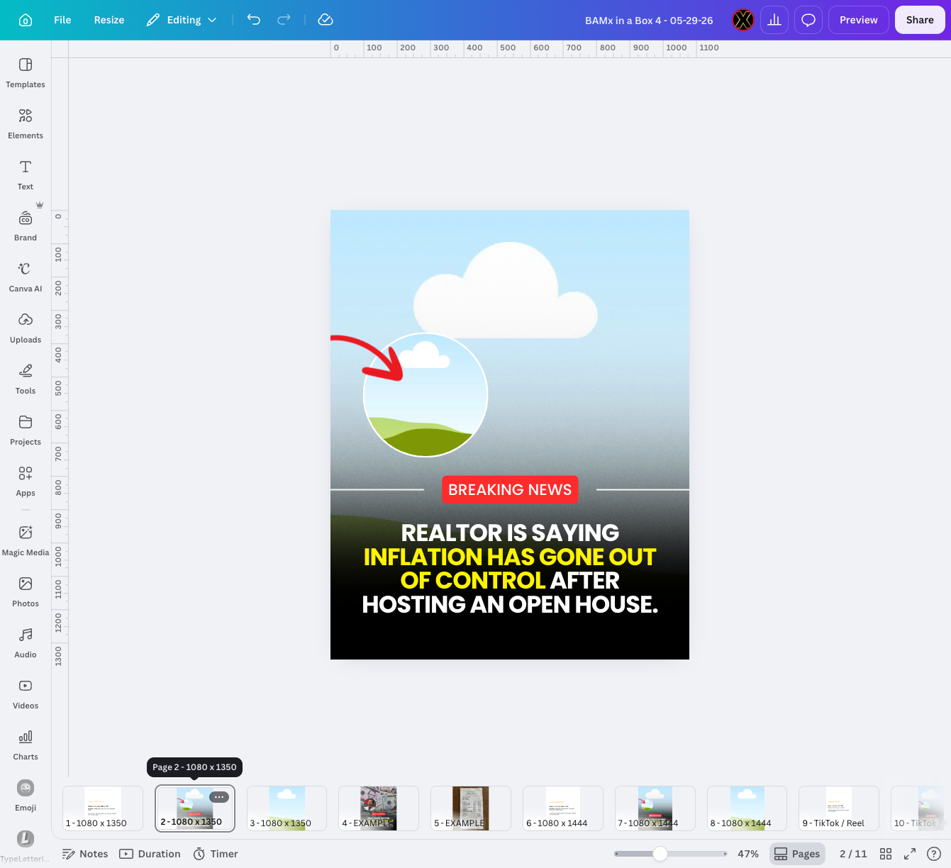 Click on the Slide that you want to edit.