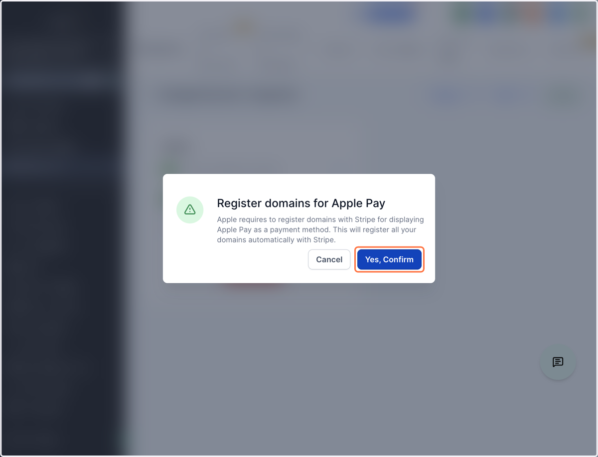 Klik på "Yes, Confirm" i popup-vinduet