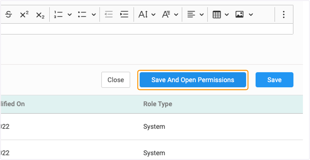 Click on Save And Open Permissions
