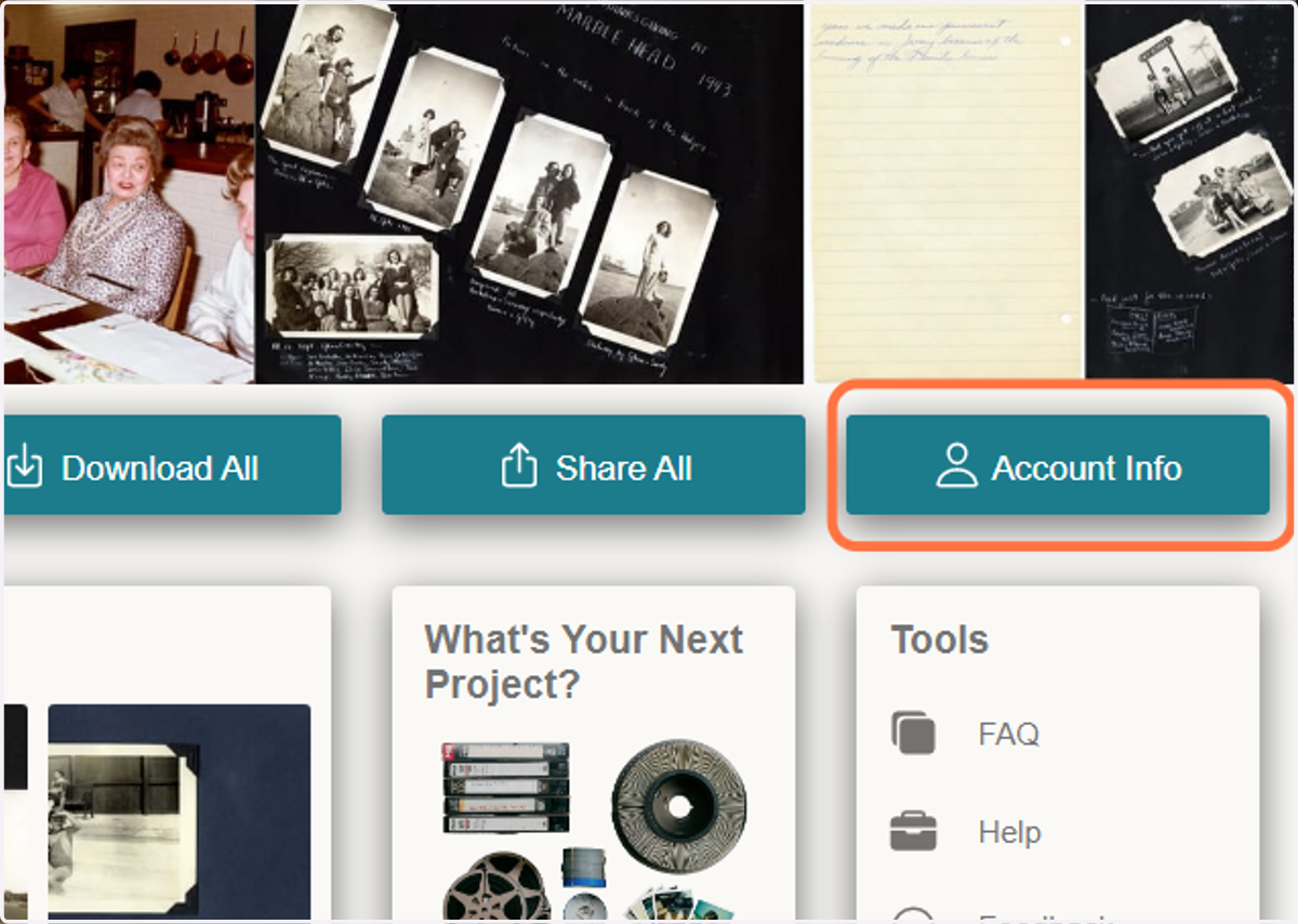 On your homepage, click 'Account Info'