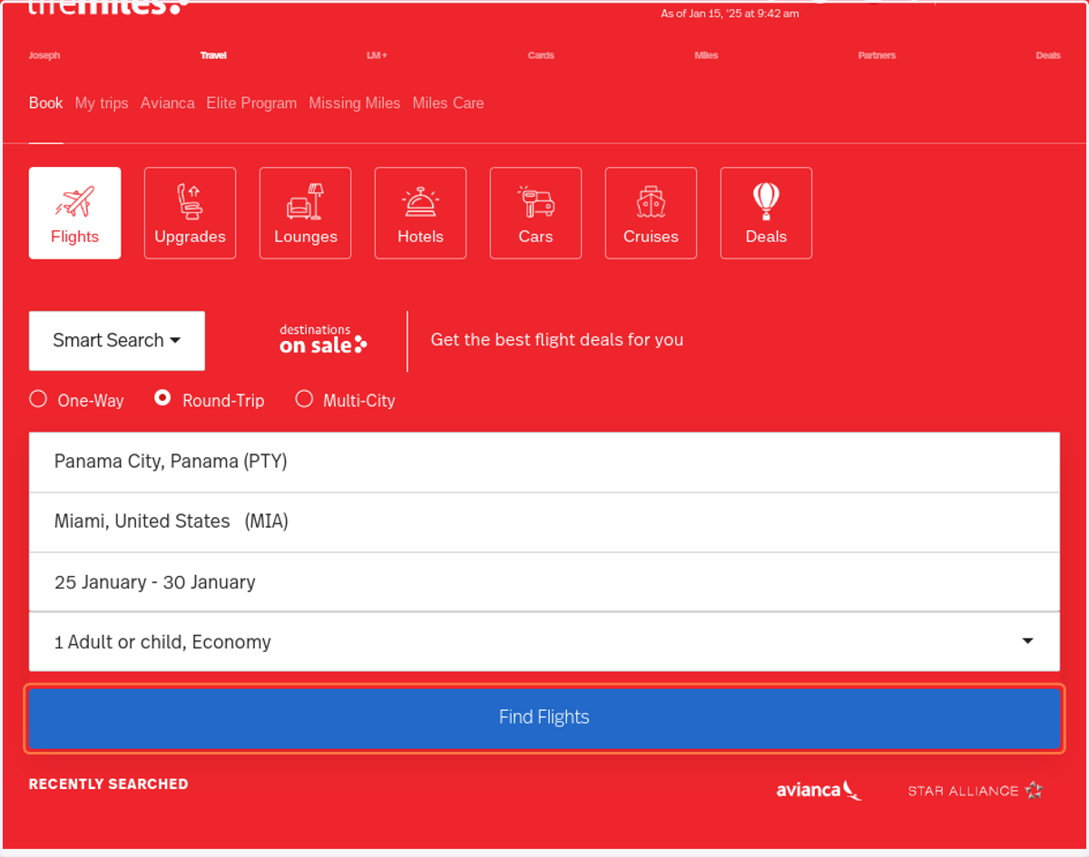Click on Find Flights