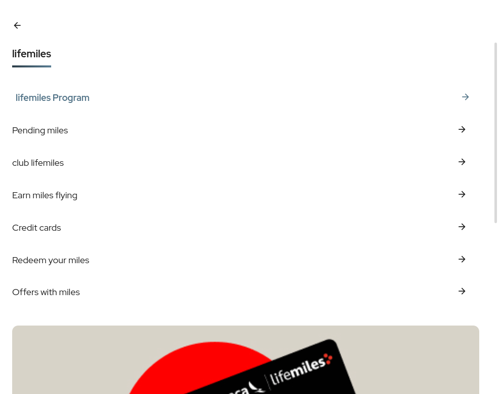 Click on lifemiles Program