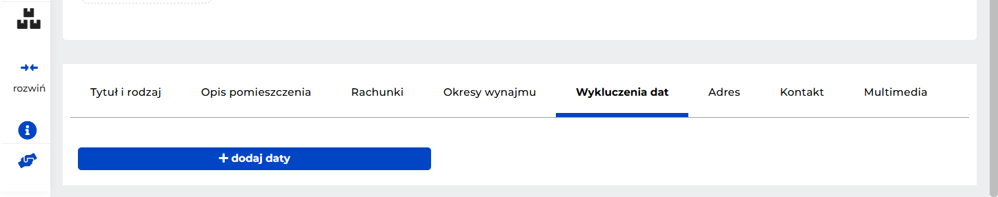 Możesz określić, w jakich datach najemca nie może zarezerwować nieruchomości np. ze względu na najem wakacyjny lub remont mieszkania