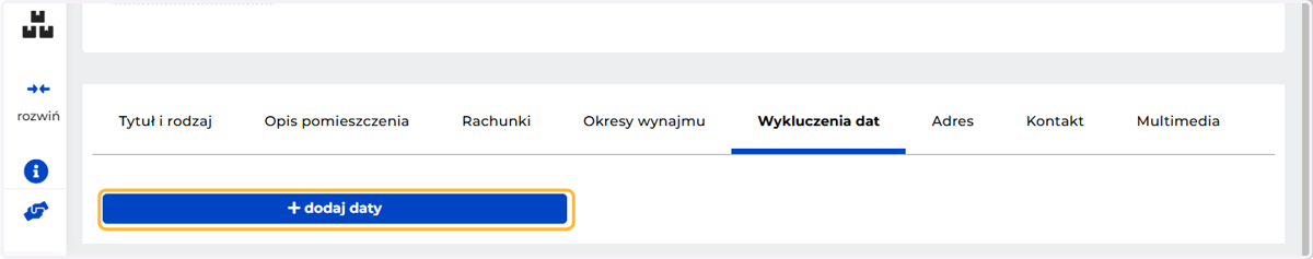Możesz określić, w jakich datach najemca nie może zarezerwować nieruchomości np. ze względu na najem wakacyjny lub remont mieszkania
