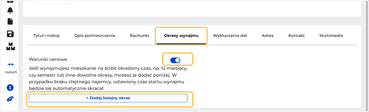 Flater umożliwia ustawienie zaawansowanych strategii cen oraz okresów najmów. Każda ze strategii ustawiana jest indywidualnie na daną ofertę. Aby ustawić strategię cen oraz okresów najmu, wystarczy aktywować tę opcję