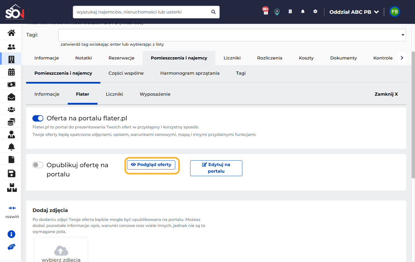 Po uzupełnieniu wszystkich informacji oraz dodaniu zdjęć - możesz opublikować ofertę na portalu FLATER oraz podglądnąć jak wygląda z perspektywy najemcy.