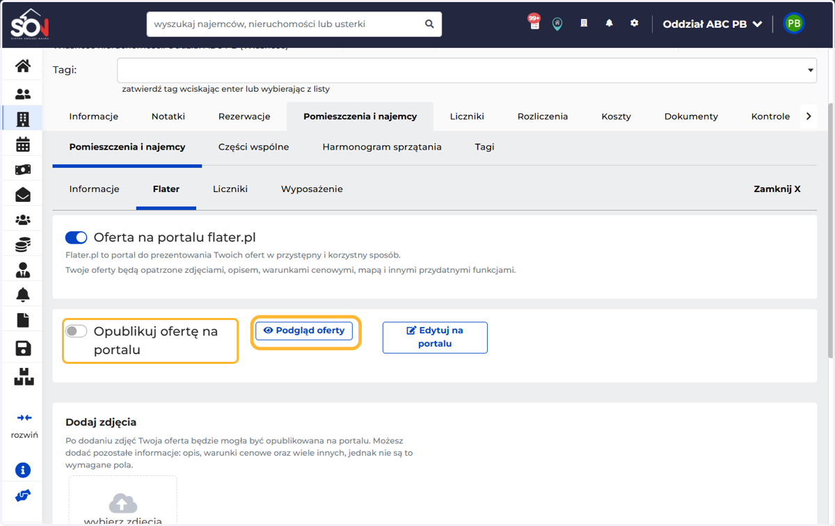 Po uzupełnieniu wszystkich informacji oraz dodaniu zdjęć - możesz opublikować ofertę na portalu FLATER oraz podglądnąć jak wygląda z perspektywy najemcy.