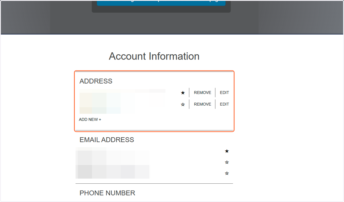 You can see the addresses linked to your account on this page