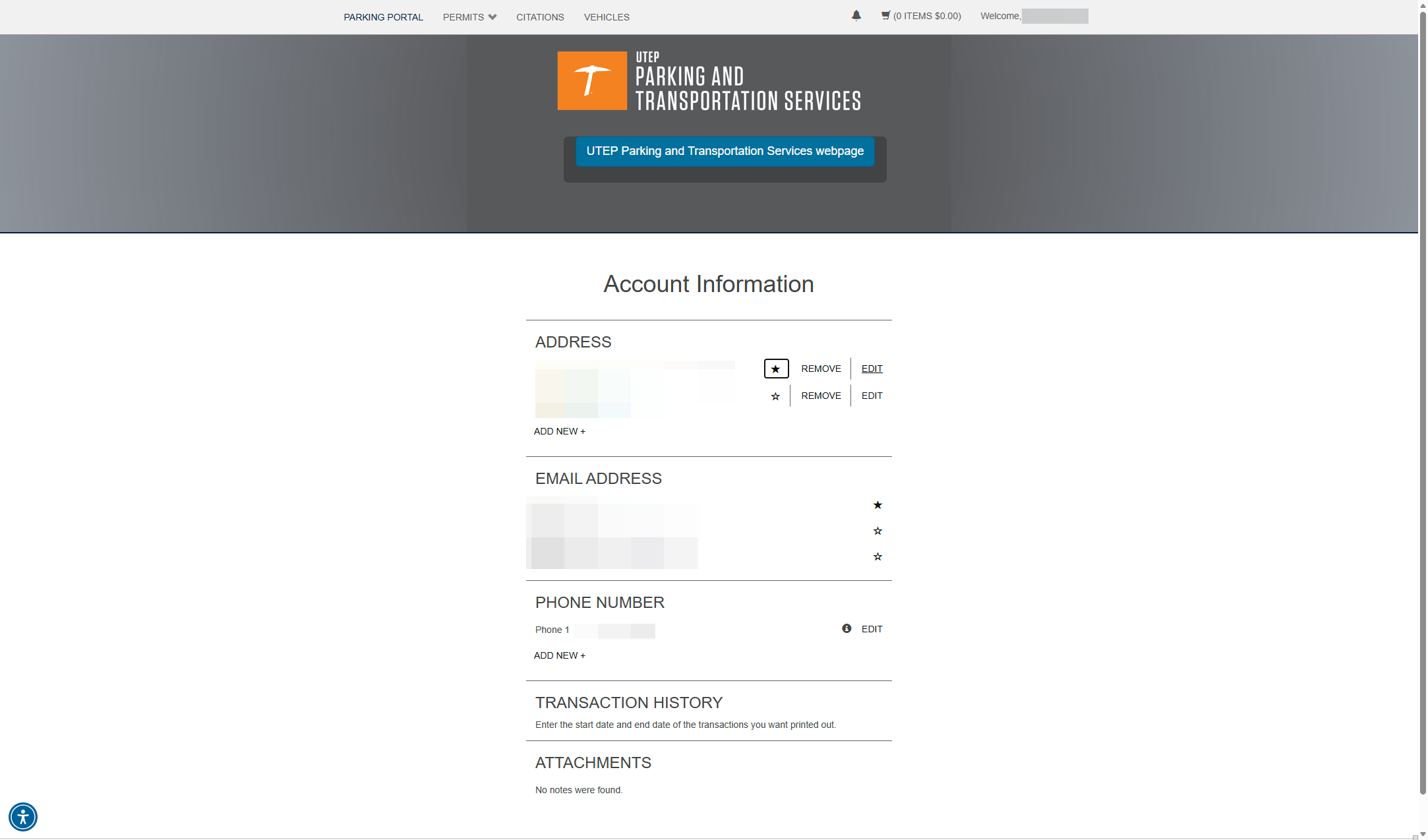 To edit an existing address, click EDIT