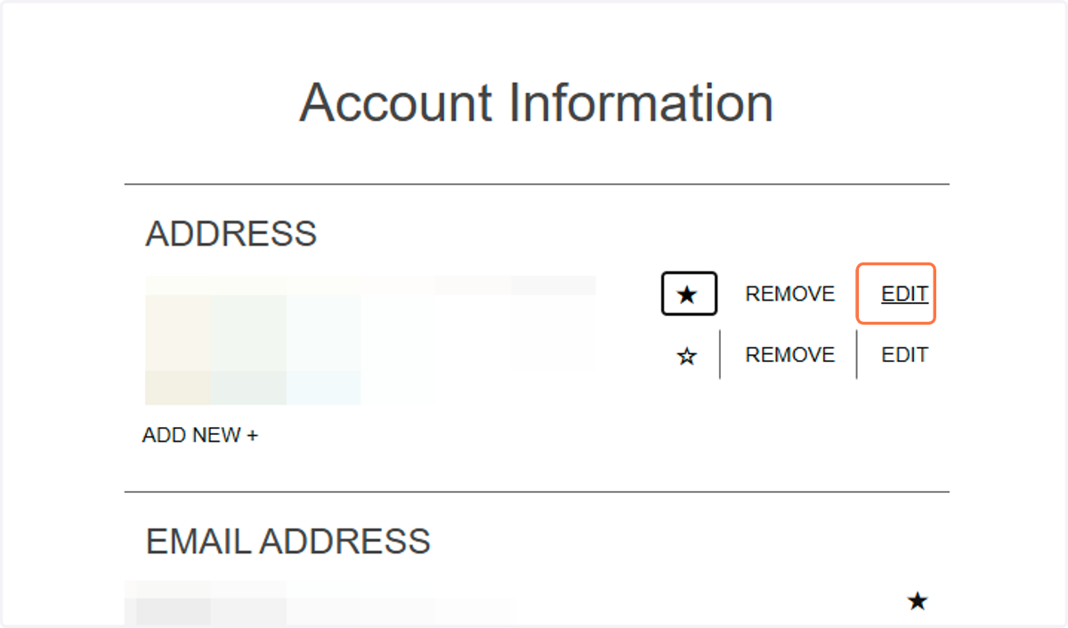 To edit an existing address, click EDIT
