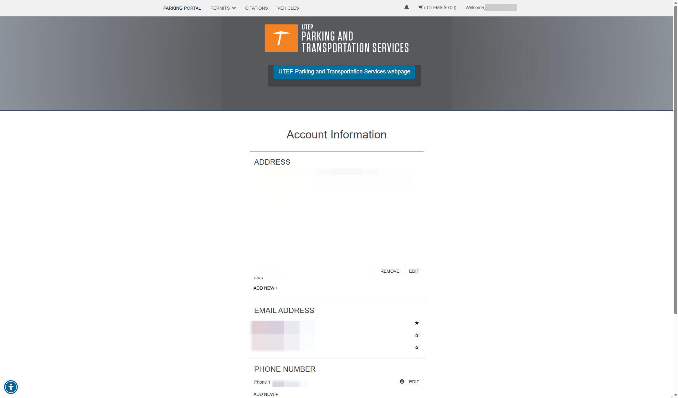 To add a new address, click on ADD NEW +