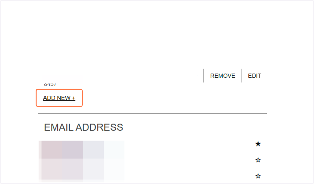 To add a new address, click on ADD NEW +