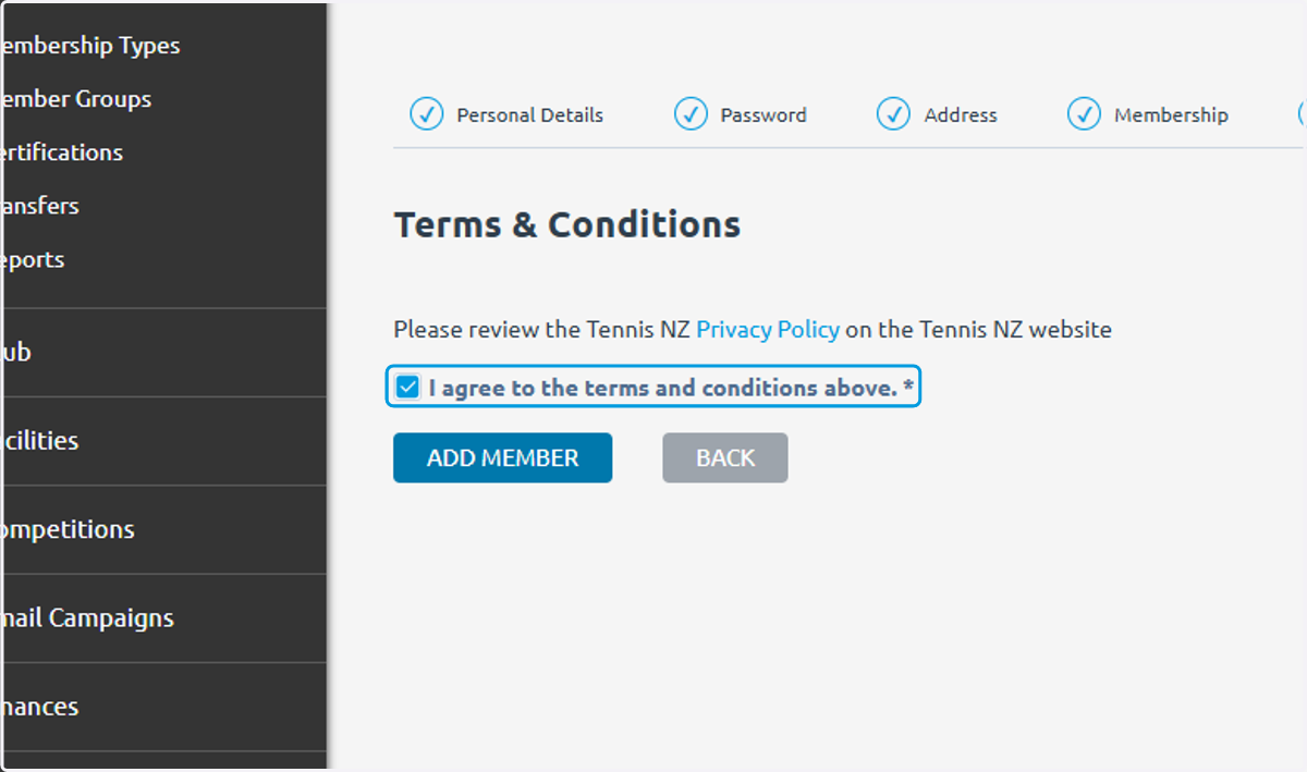 Check I agree to the terms and conditions above.