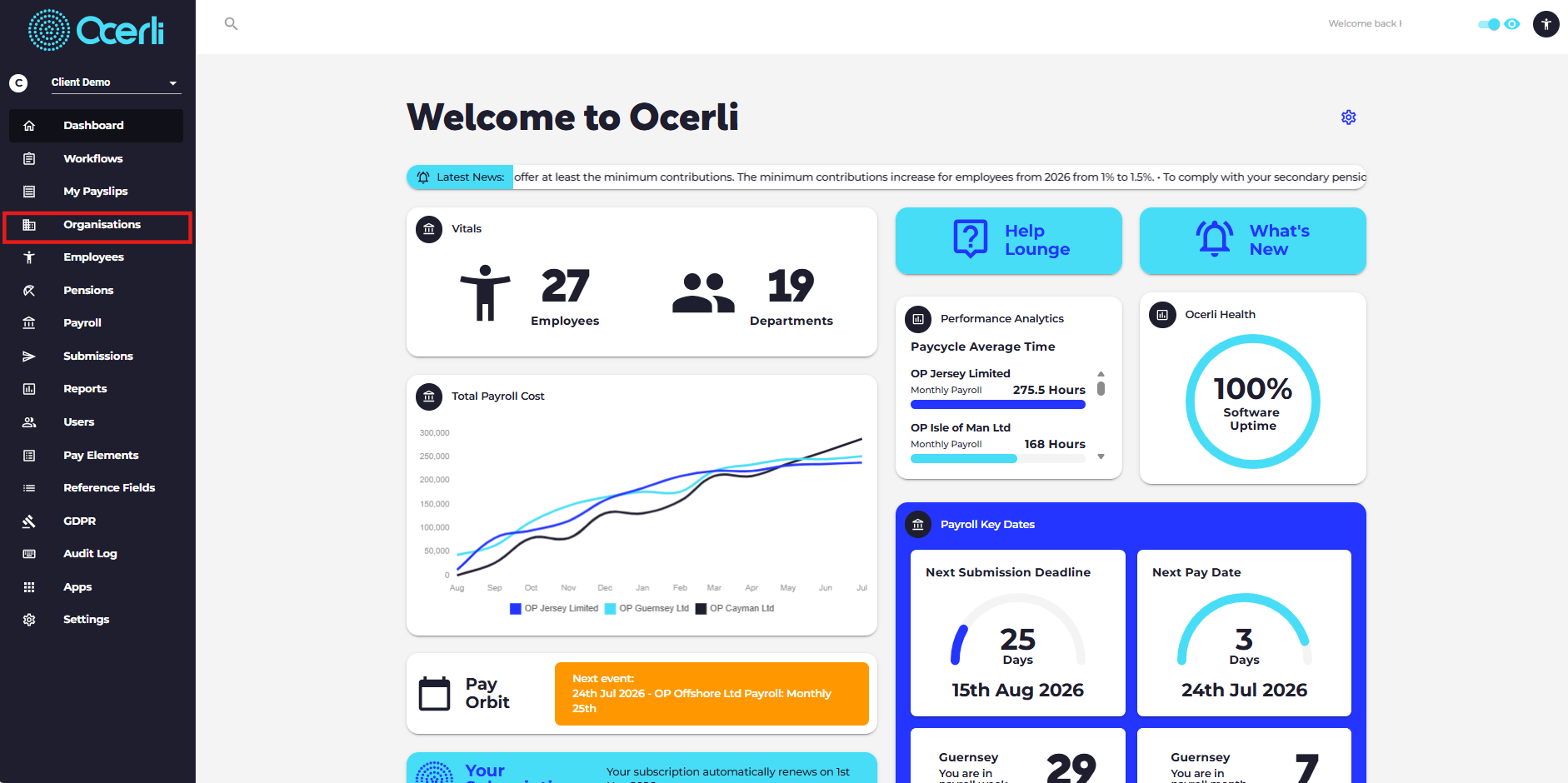 Click on Organisations