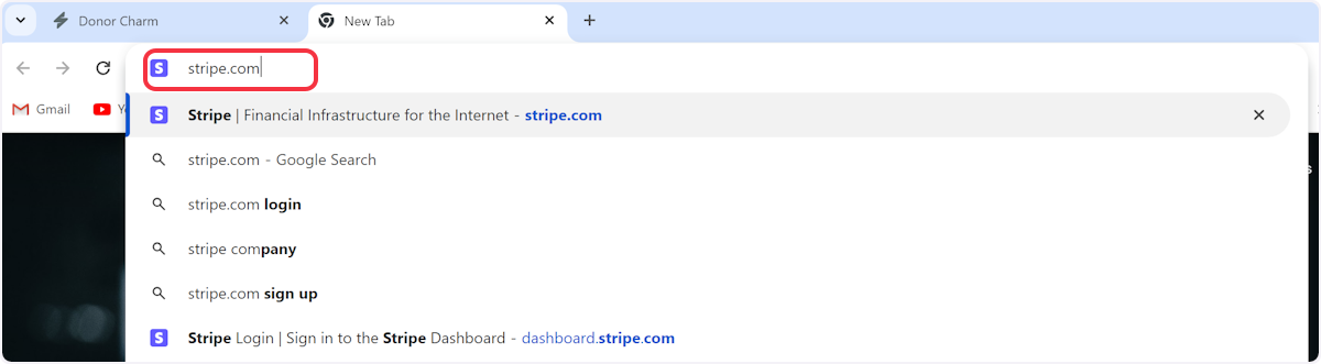 Open a New Tab and go to Stripe.com