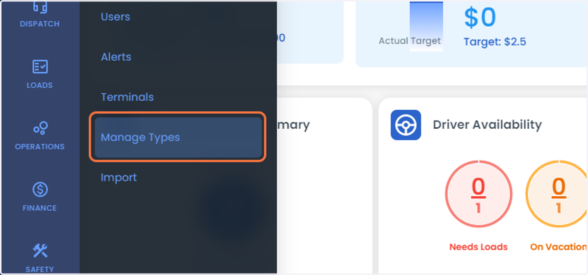 Click on Manage Types