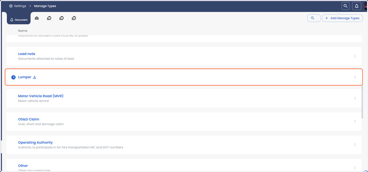 The profile icon next to the lumper items indicates it's a custom line item that can also be deleted.