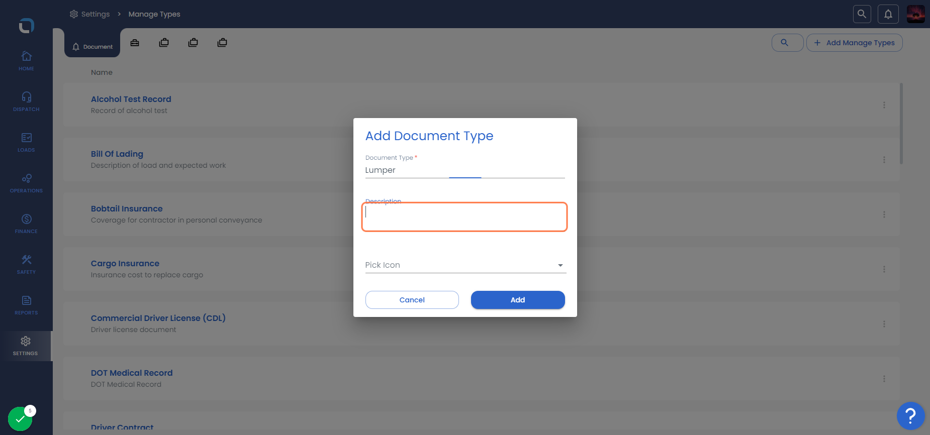 Type the Description